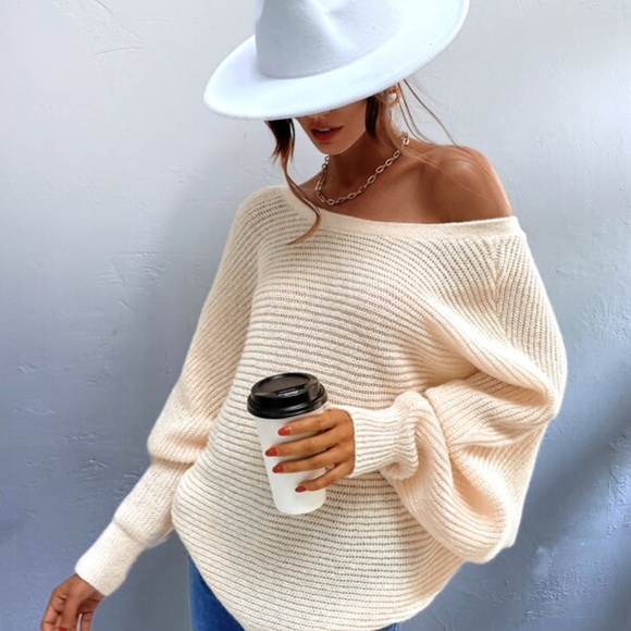 Cozy Cream Open Back Knit Sweater Top - Picture 2 of 4